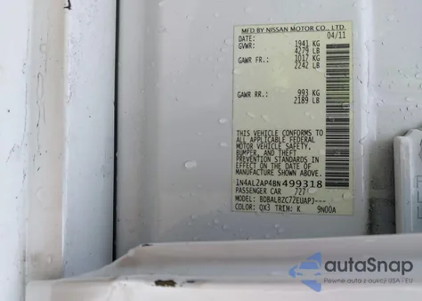 2011 Nissan Altima 2.5 S из США, поврежденный, VIN 1N4AL2AP4BN499318